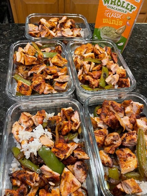 A week's worth of meal prepped lunches